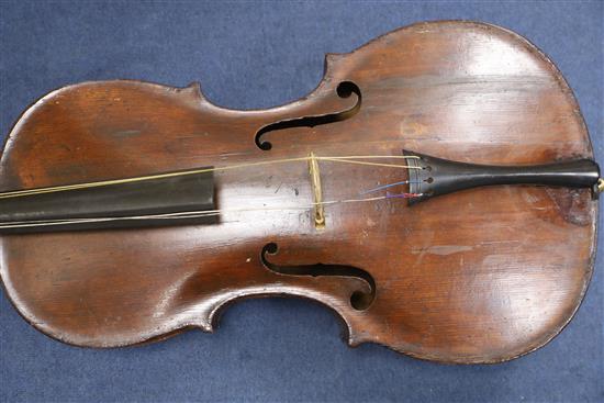 An 18th century cello, labelled Jacobus Stainer in absam prope oe nipontum 1660, in a W. E. Hill & Sons ebonised wood case, Numerous